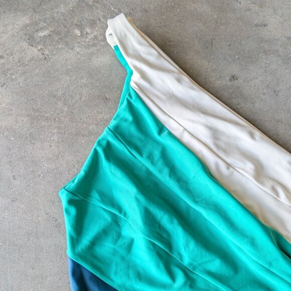 Summersalt The Sidestroke One-Piece One-Shoulder Swimsuit Green Blue size 6 - Picture 3 of 7